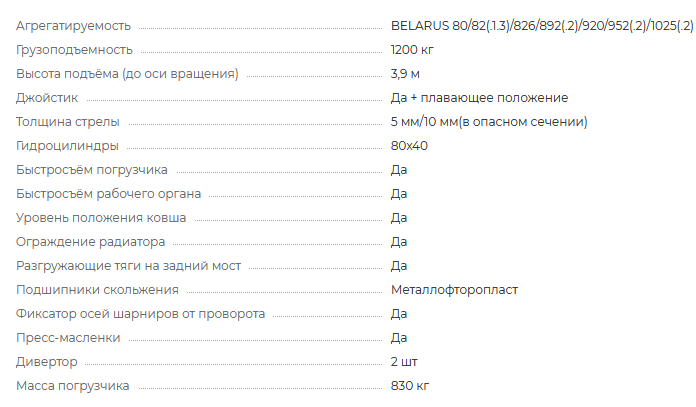 Погрузчик ТУРС-1200-0Д* г/п 1200 кг., с джойстиком/плавающее положение для МТЗ 80/82 | img-2